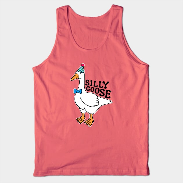 Silly Goose Wearing Birthday Hat Tank Top by Downtown Rose